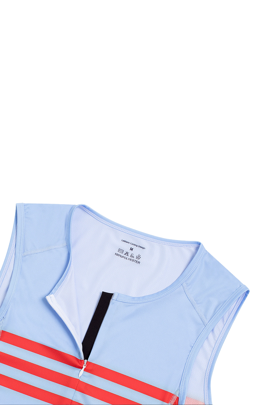 NEW Sleeveless Cycling Jersey with Pockets and Zipper in Baby Blue