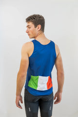 Cycling Tank Top with pockets in blue - LeBlanc Cycling Designs