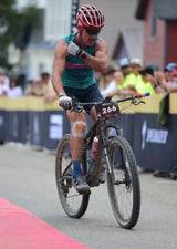Sleeveless Cycling Jersey with pockets in Green with pink stripes