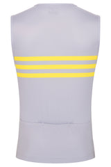 Sleeveless Base layer in gray with yellow stripes - LeBlanc Cycling Designs
