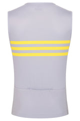 Sleeveless Base layer in gray with yellow stripes - LeBlanc Cycling Designs