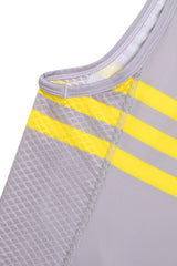 Sleeveless Base layer in gray with yellow stripes - LeBlanc Cycling Designs