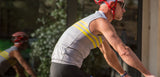 Sleeveless Cycling Jersey with pockets in gray with yellow stripes