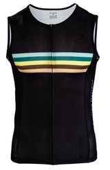 Sleeveless Cycling Jersey in black with stripes