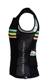 Sleeveless Cycling Jersey in black with stripes
