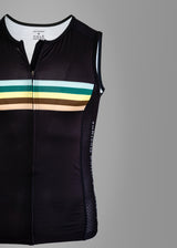 Sleeveless Cycling Jersey in black with stripes