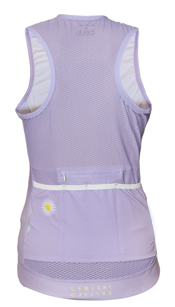 Womens Sleeveless Cycling Jersey in Purple with flower