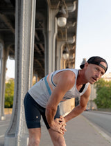 Cycling Surf Tank Top in Gray with Stripes