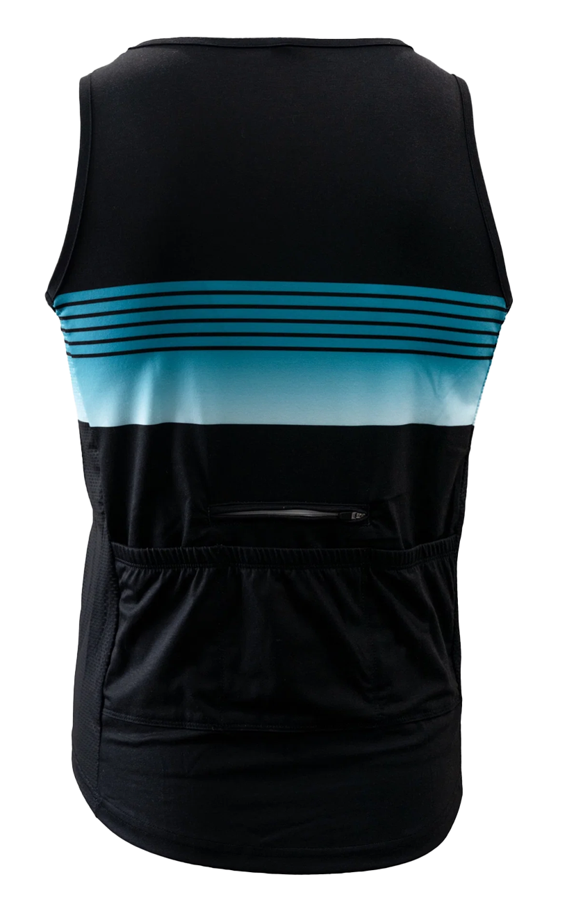 Dirt Tank Top in Black with Blue Stripes