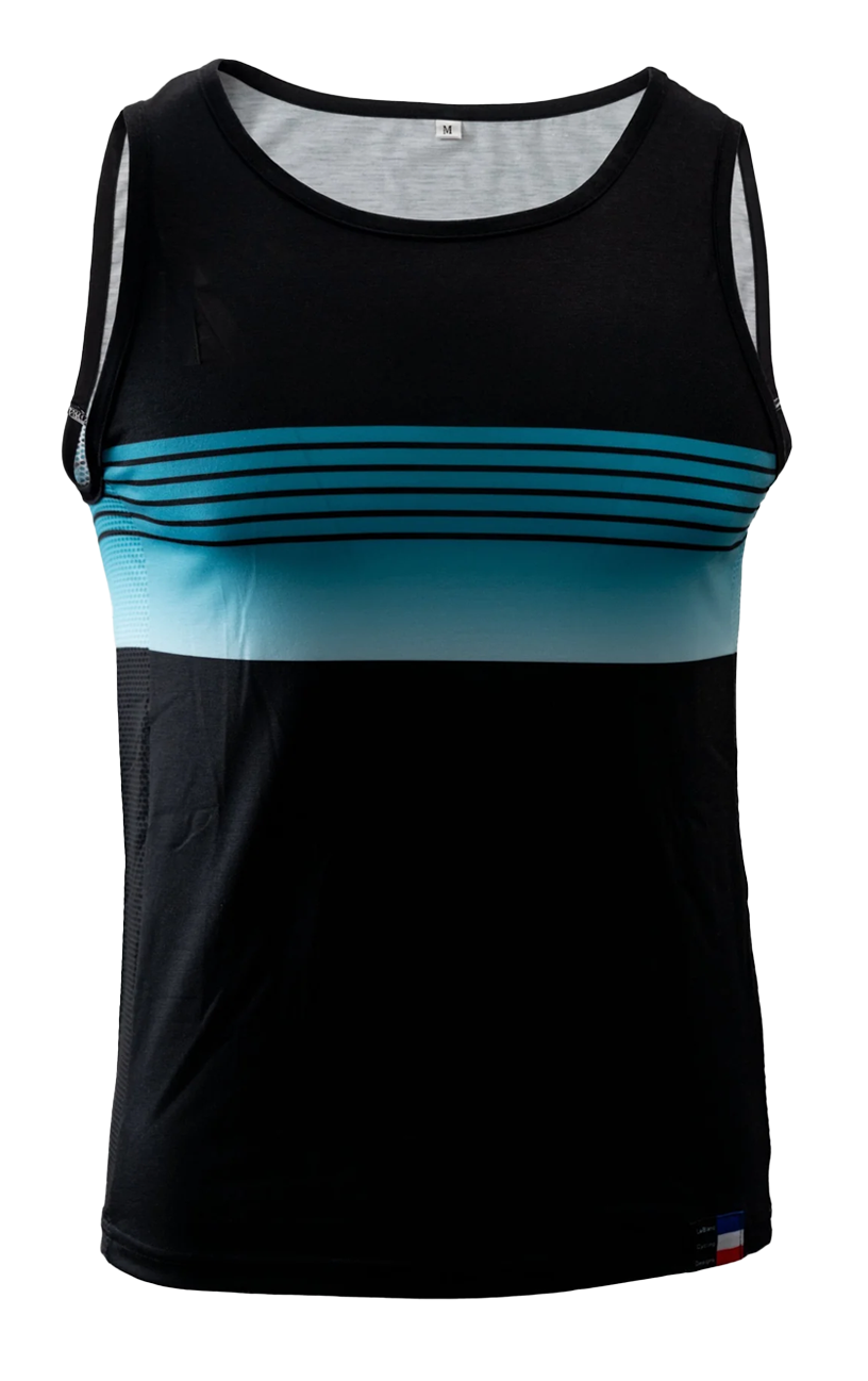 Dirt Tank Top in Black with Blue Stripes