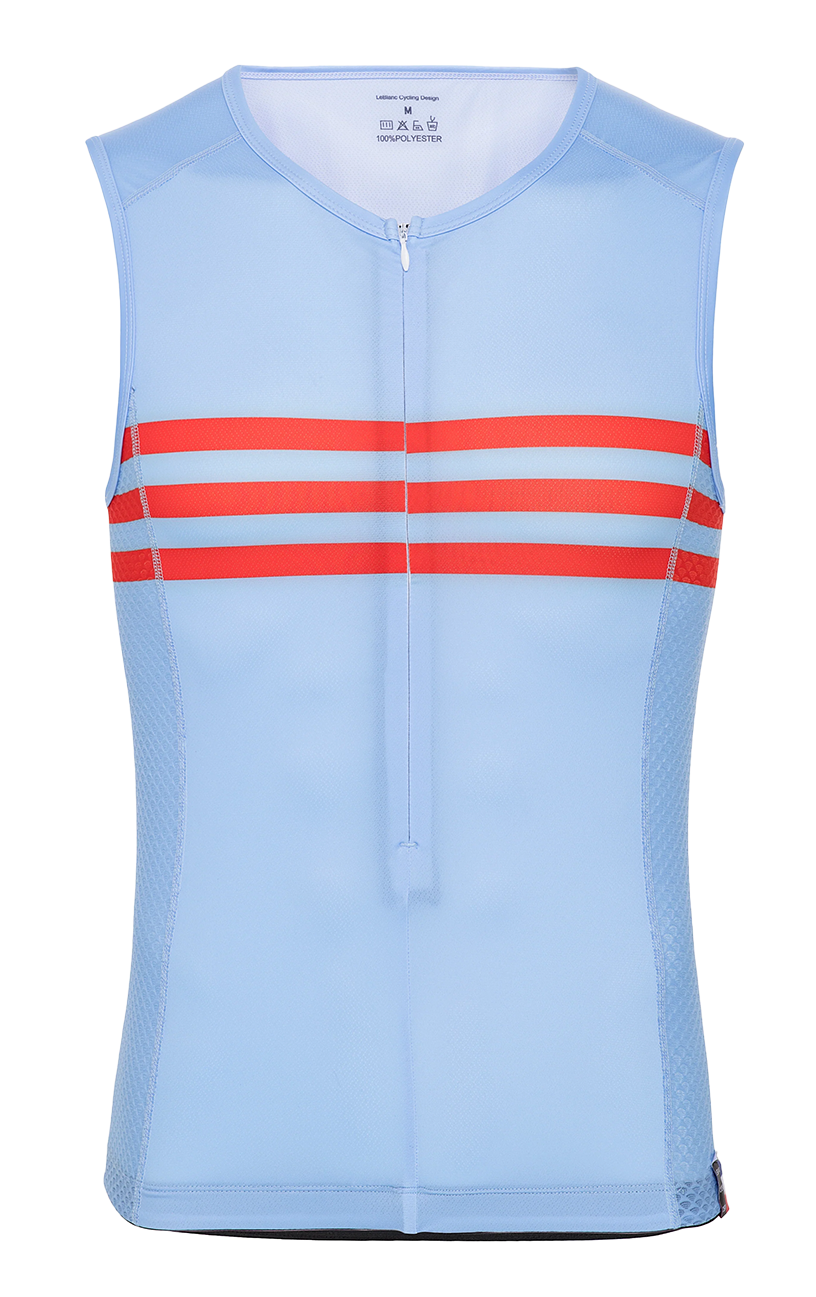 NEW Sleeveless Cycling Jersey with Pockets and Zipper in Baby Blue