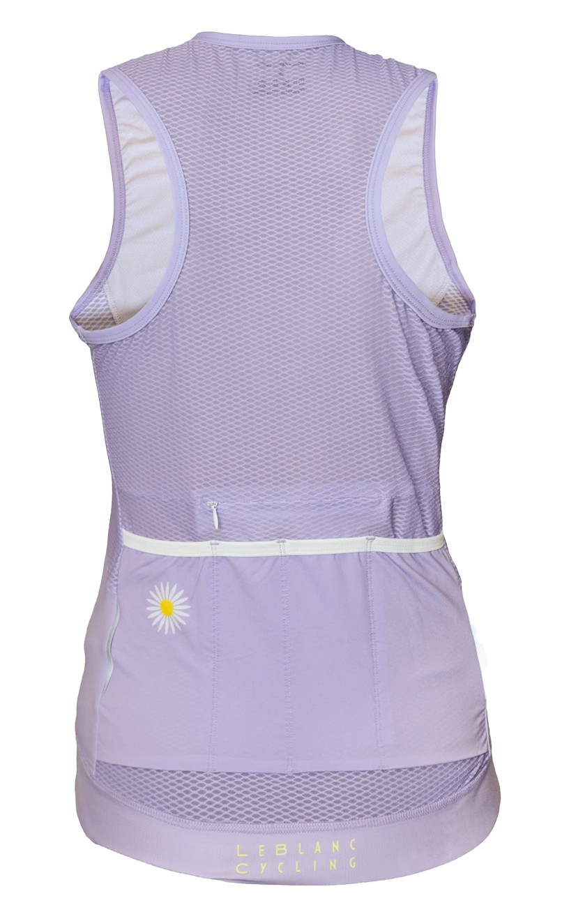 Womens Sleeveless Cycling Jersey in Purple with flower
