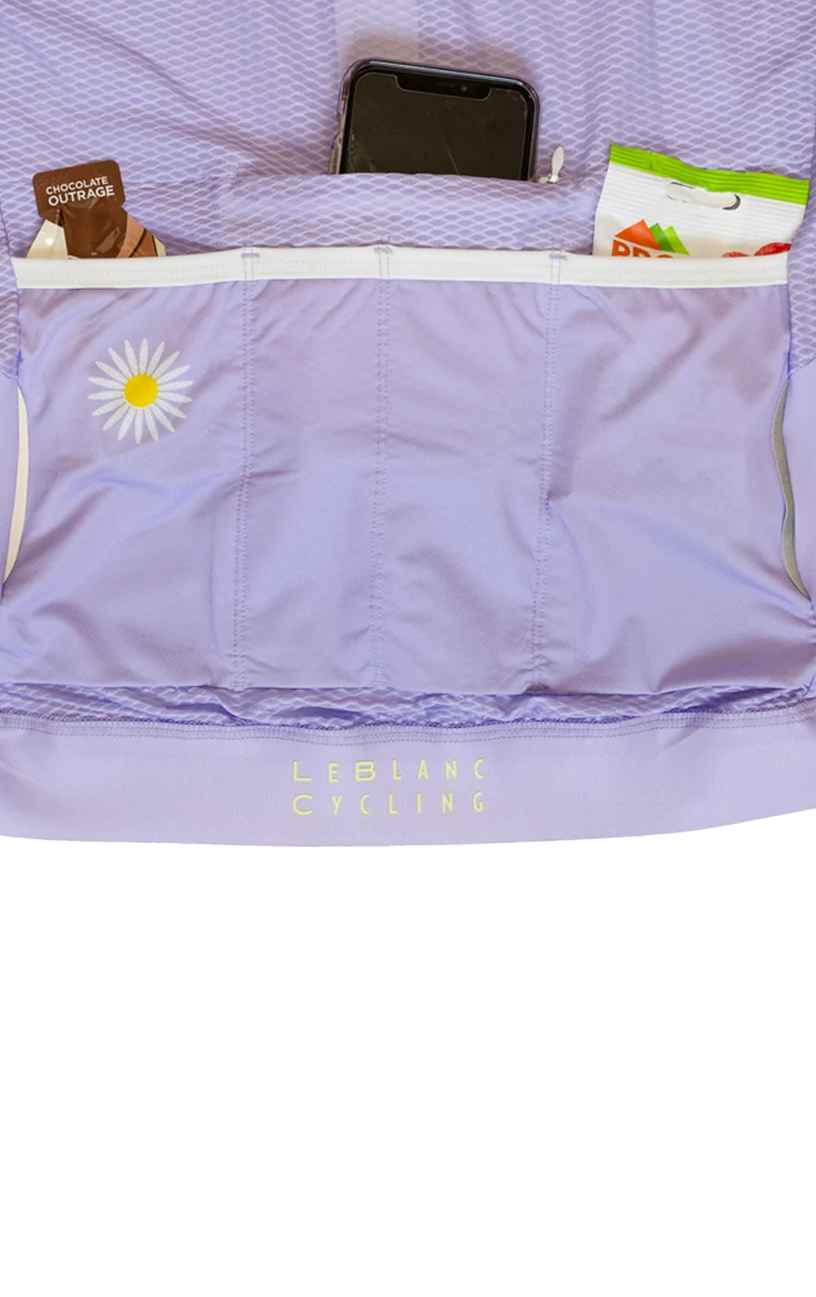 Womens Sleeveless Cycling Jersey in Purple with flower