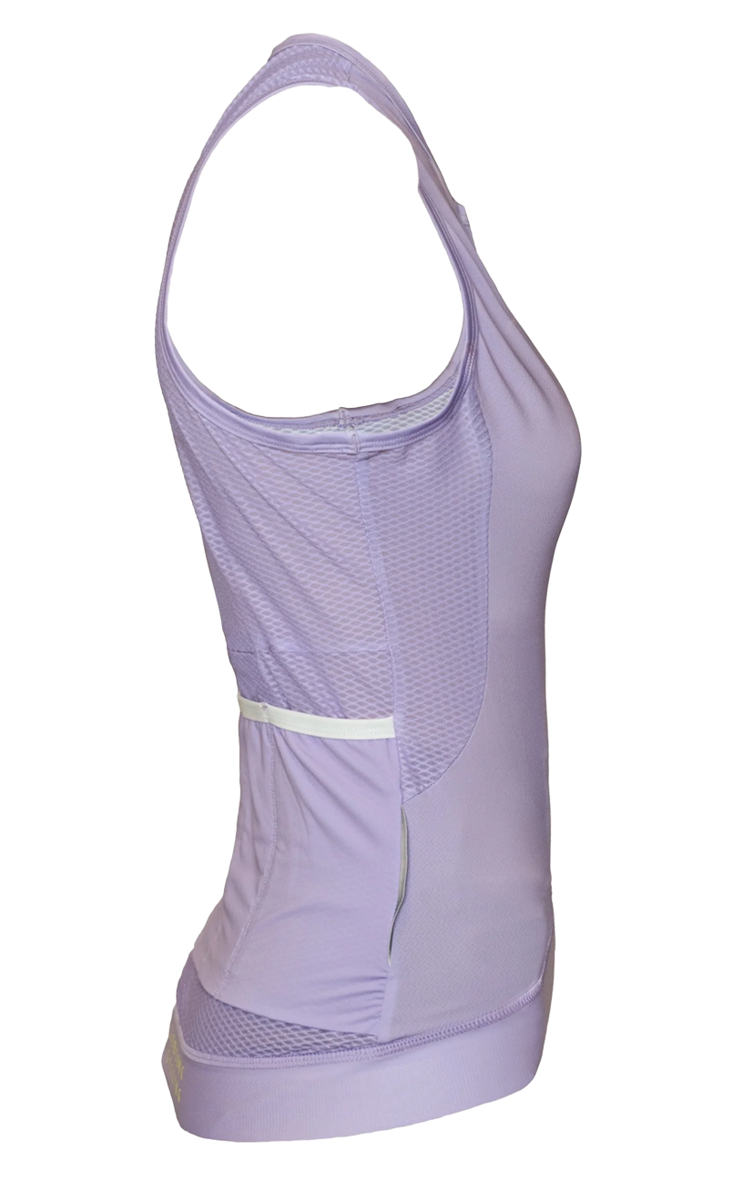 Womens Sleeveless Cycling Jersey in Purple with flower