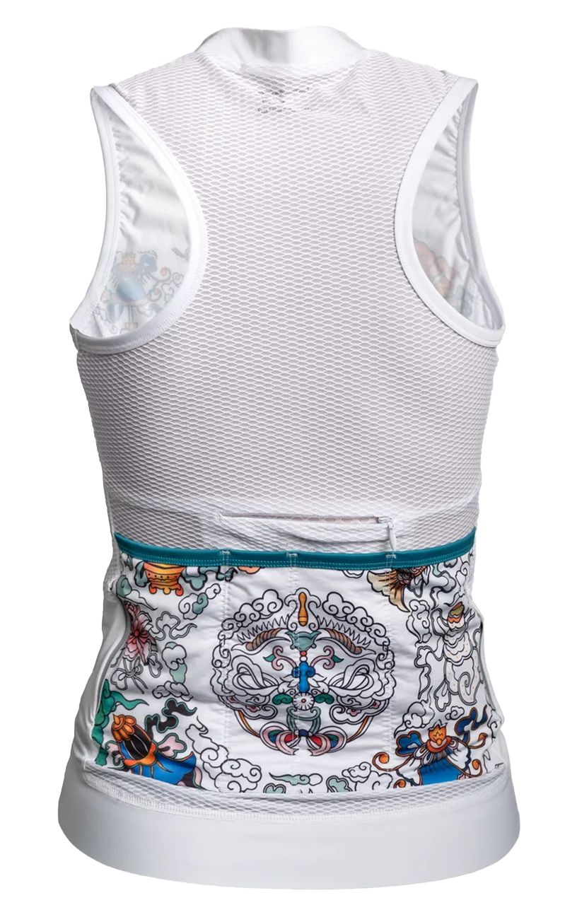 Womens Sleeveless Cycling Jersey in White