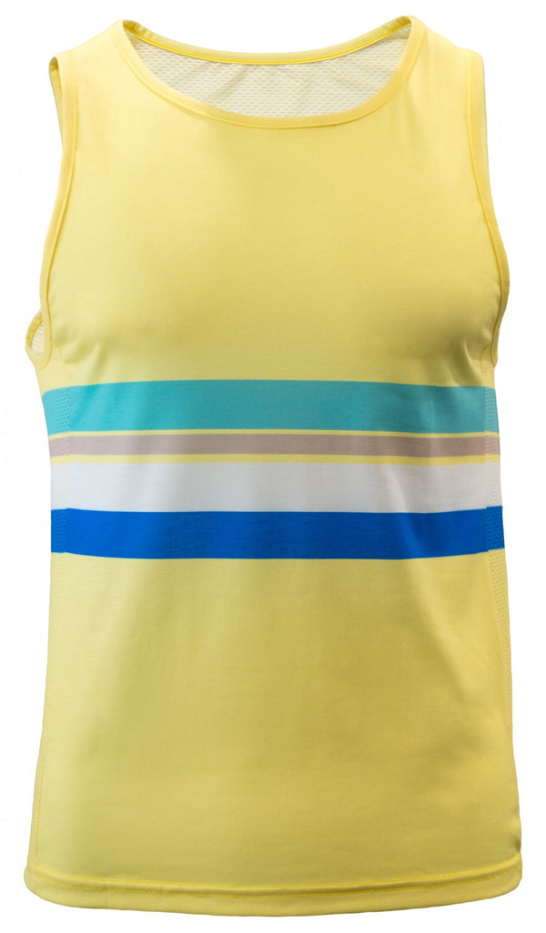 Cycling Surf Tank Top in Yellow with Stripes