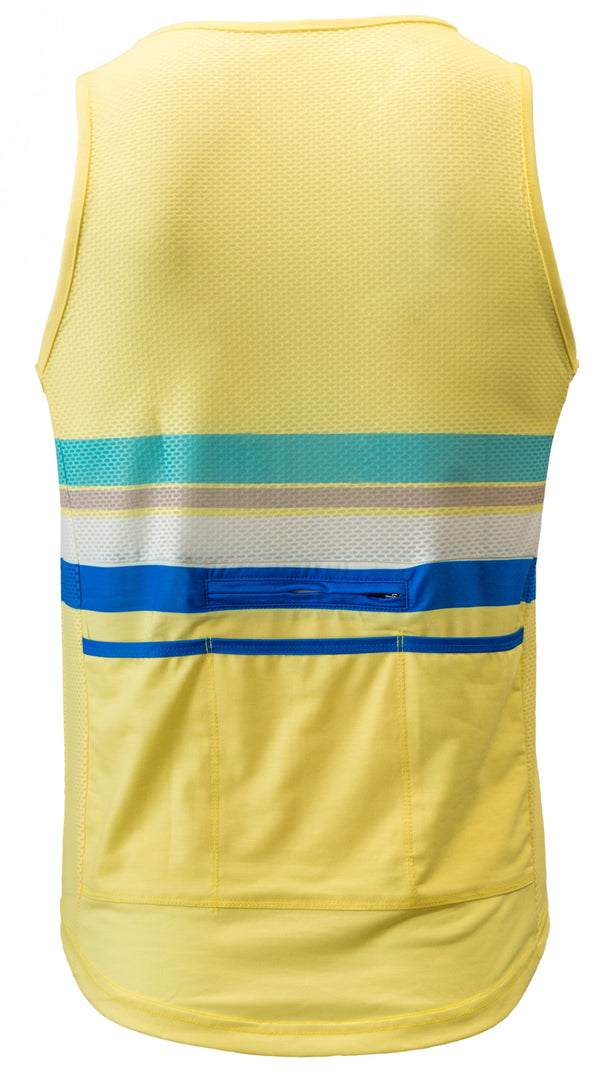 Cycling Surf Tank Top in Yellow with Stripes