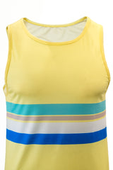 Cycling Surf Tank Top in Yellow with Stripes