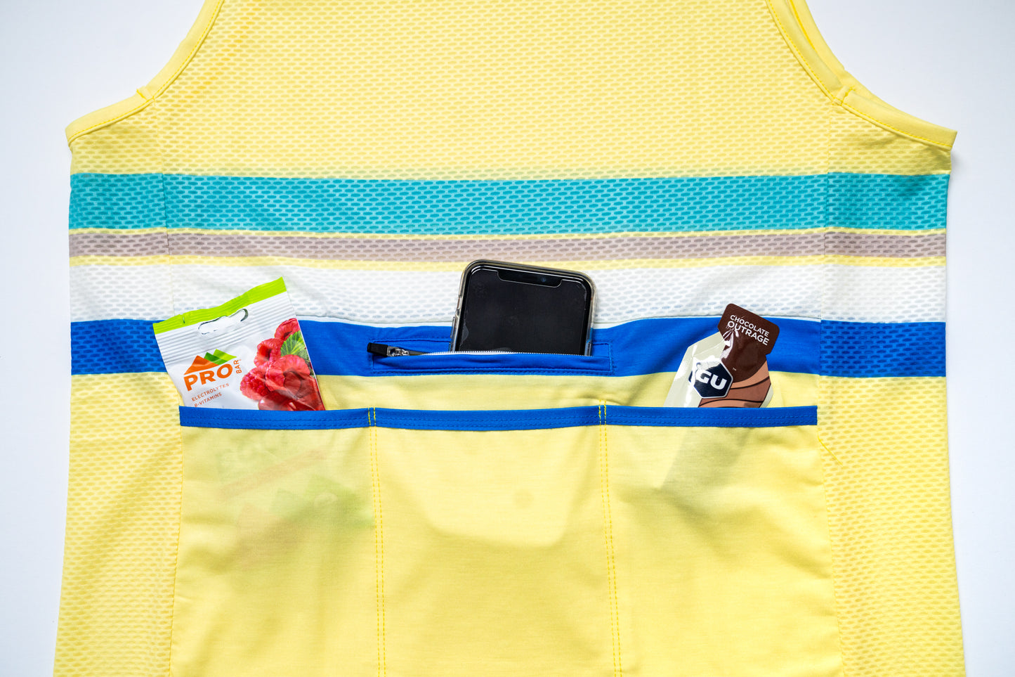 Cycling Surf Tank Top in Yellow with Stripes