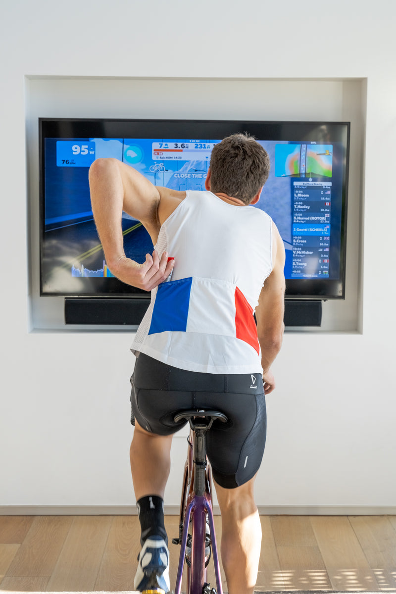 Indoor Cycling Tank Top in White with Pocket