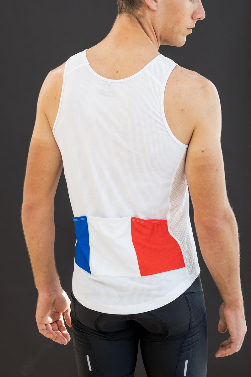 Cycling Tank Top with pockets in white - LeBlanc Cycling Designs