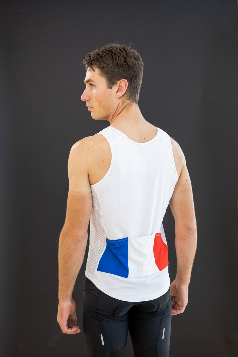 Cycling Tank Top with pockets in white - LeBlanc Cycling Designs