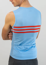 Sleeveless Base Layer with Pockets and Zipper in Baby Blue - LeBlanc Cycling Designs