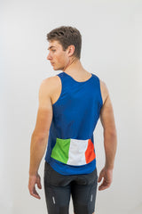 Cycling Tank Top with pockets in blue - LeBlanc Cycling Designs