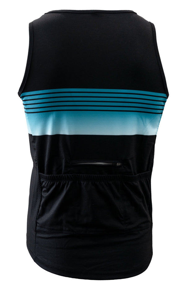 Cycling Surf Tank Top in Black with Blue Stripes