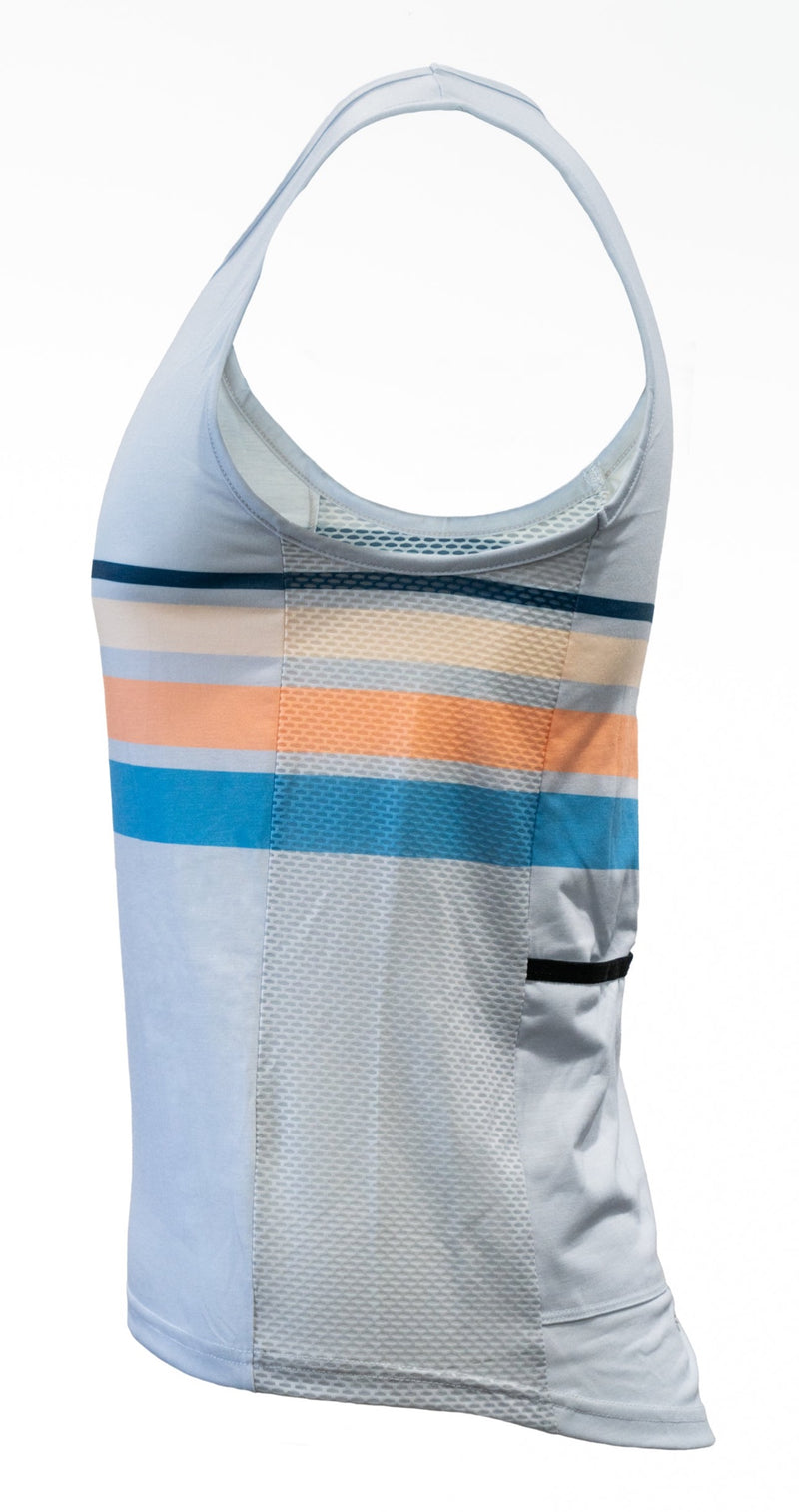 Cycling Surf Tank Top in Gray with Stripes