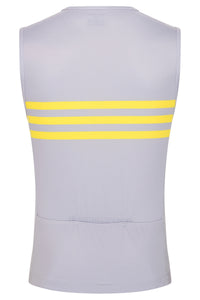 Sleeveless Base layer in gray with yellow stripes - LeBlanc Cycling Designs