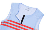 Sleeveless Base Layer with Pockets and Zipper in Baby Blue - LeBlanc Cycling Designs