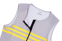 Sleeveless Base layer in gray with yellow stripes - LeBlanc Cycling Designs