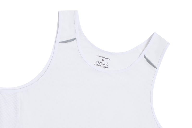 Cycling Tank Top with pockets in white - LeBlanc Cycling Designs