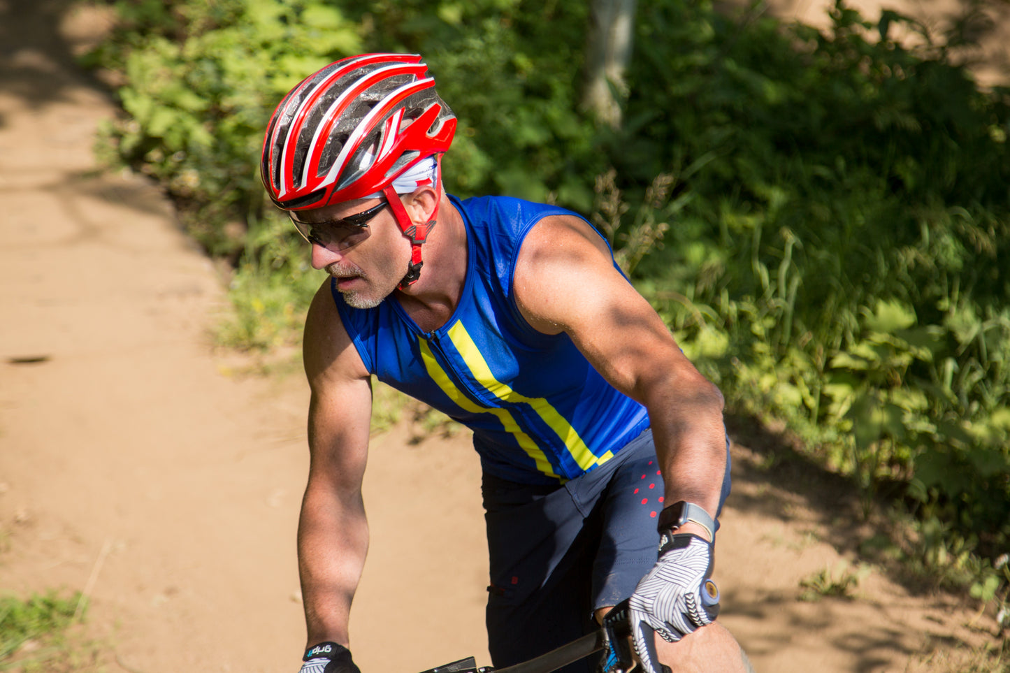Sleeveless Cycling Jersey with pockets in Navy Blue