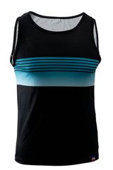 Cycling Surf Tank Top in Black with Blue Stripes